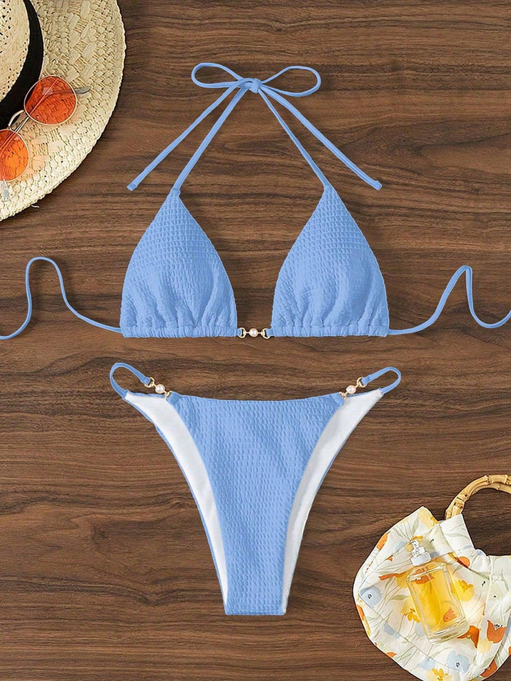 Damen Triangel-Bikini mit modischen Schnürdetails und eleganten Akzenten Drune