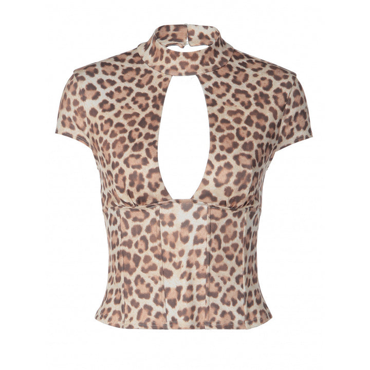 Damen figurbetontes Oberteil mit hochgeschlossenem Design und Cut-Out Akzent Drune