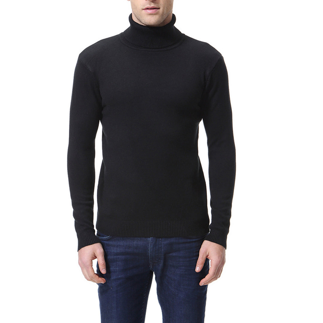 Herren nan schlanker Feinstrick-Rollkragenpullover aus Merino-Baumwollmix mit Rippenbündchen Drune
