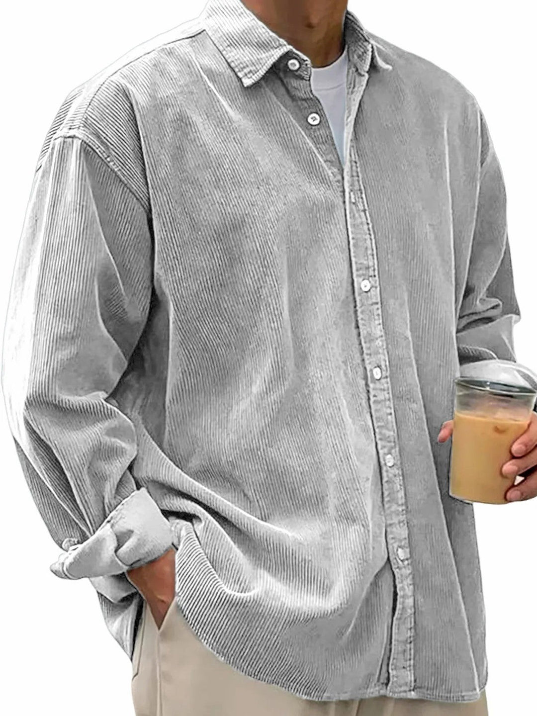 Herren nan lässiges Cordhemd aus Feincord mit Oversize-Schnitt Drune