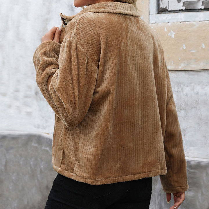 Damen flauschige und stets lässige Freizeitjacke mit Reißverschluss Drune