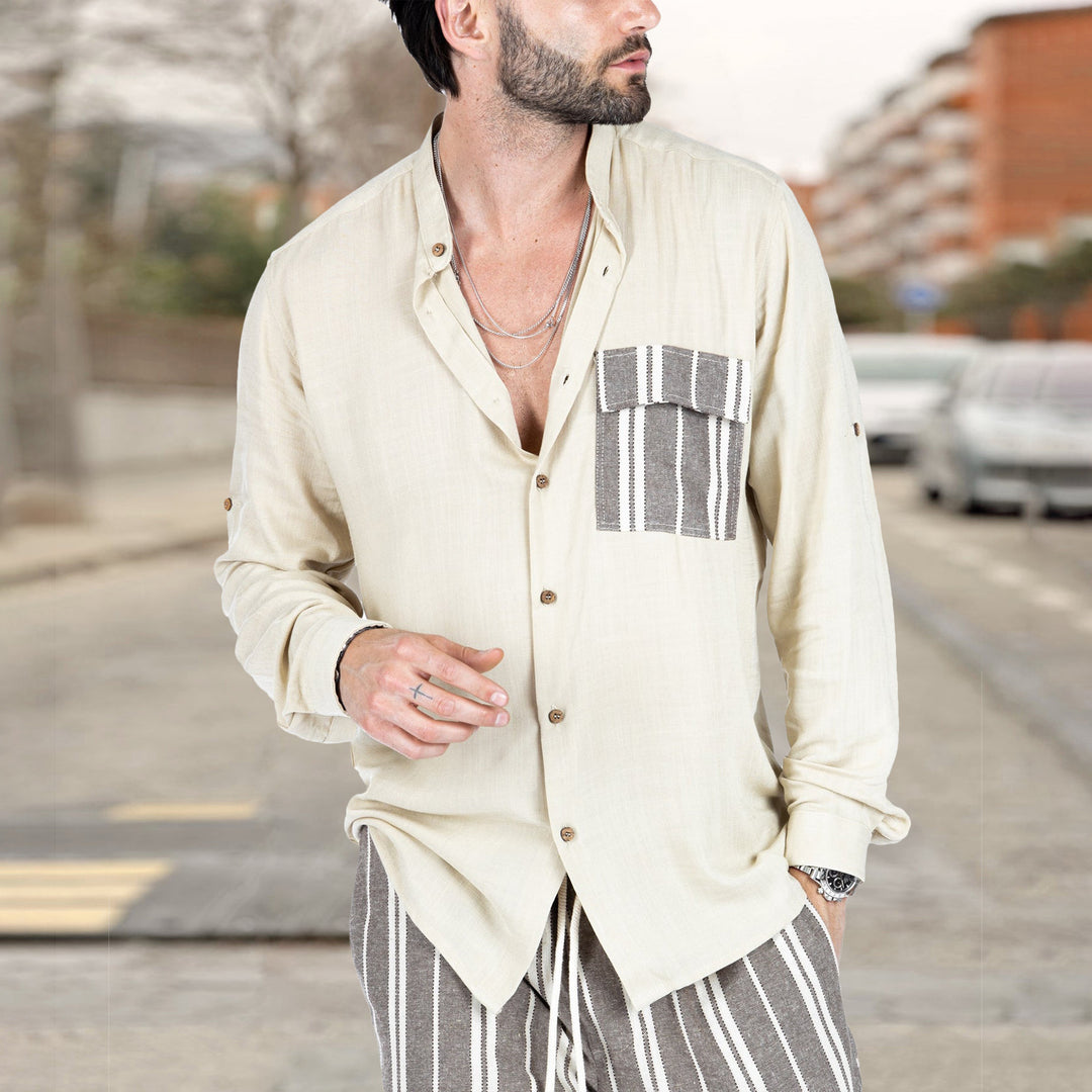 Herren luftige Sommerbluse mit Streifenmuster Drune