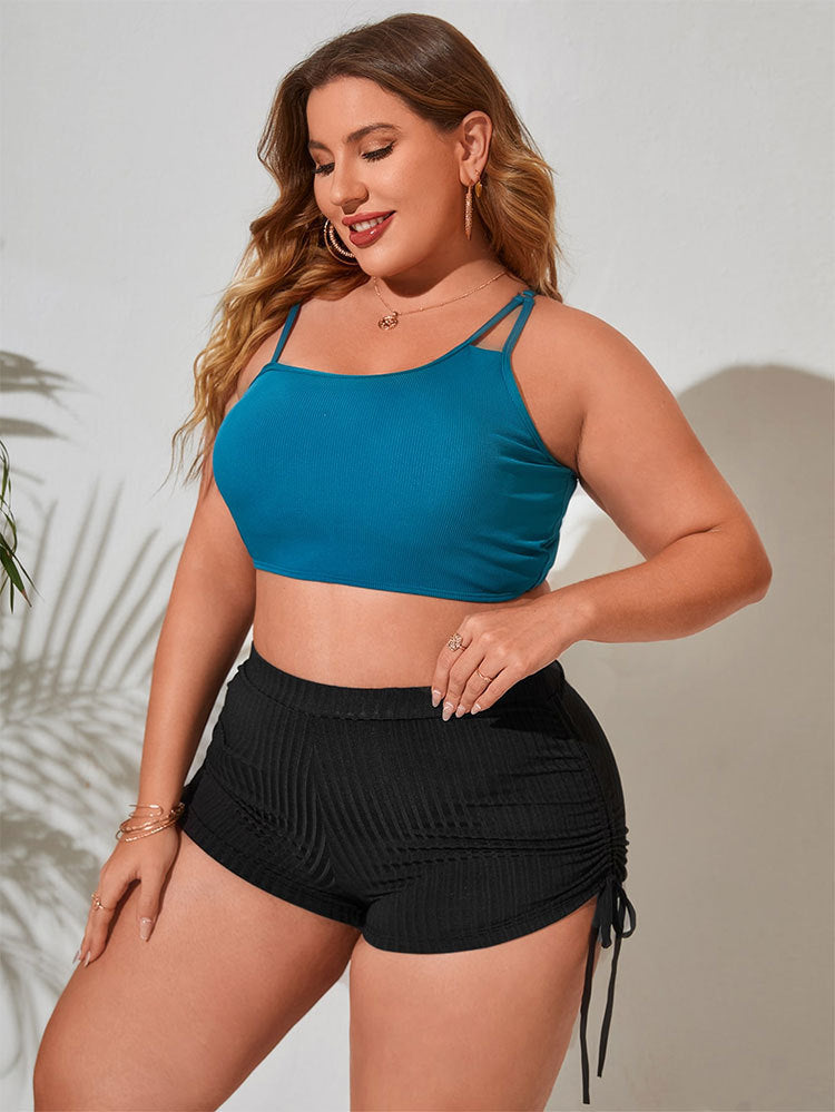 Damen hoch geschnittene Bikeshorts mit Rüschendetails Drune