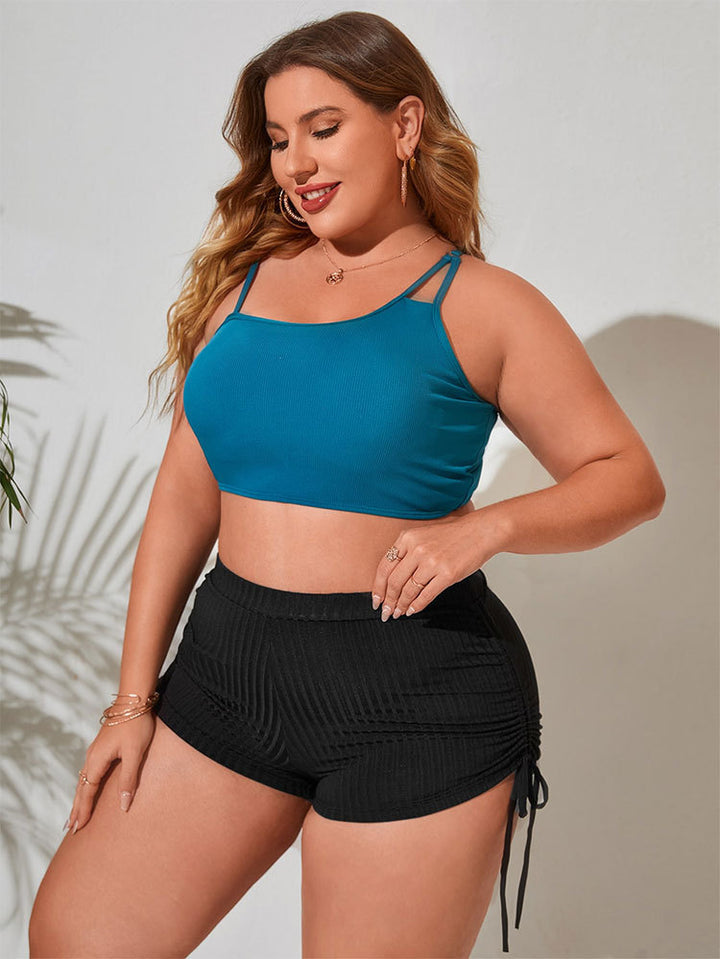 Damen hoch geschnittene Bikeshorts mit Rüschendetails Drune