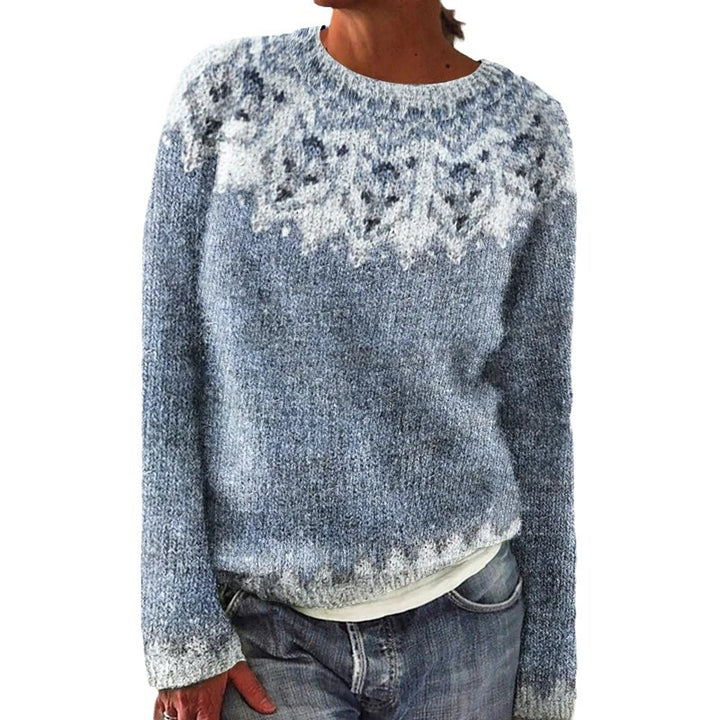 Damen gestrickter Pullover mit nordischem Muster und gemütlichem Schnitt Drune