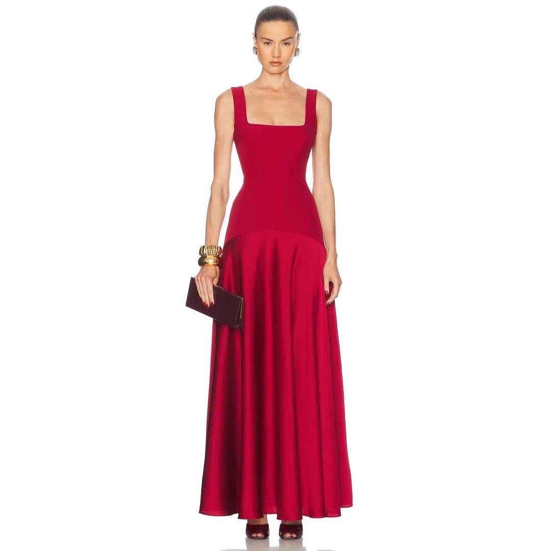Damen Elegantes Maxikleid mit taillierter Passform und fließendem Rock Drune