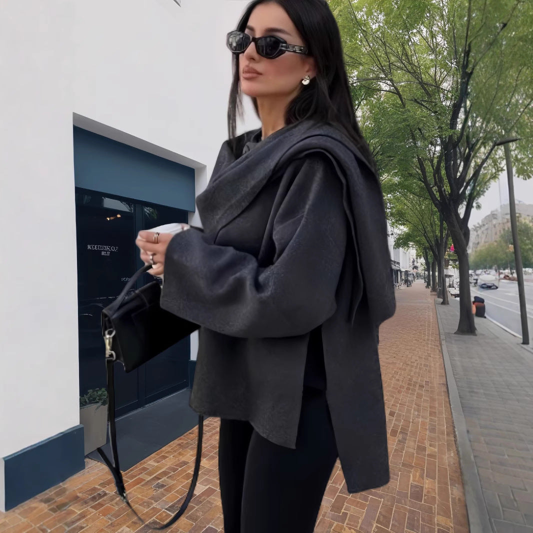 Damen elegante und gemütliche Capejacke Drune