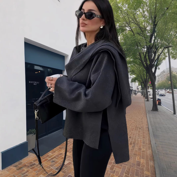 Damen elegante und gemütliche Capejacke Drune