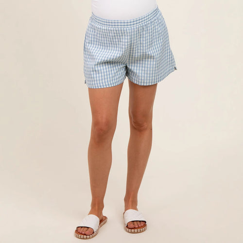 Damen lässige Karoshorts mit elastischem Bund und seitlichen Eingrifftaschen Drune