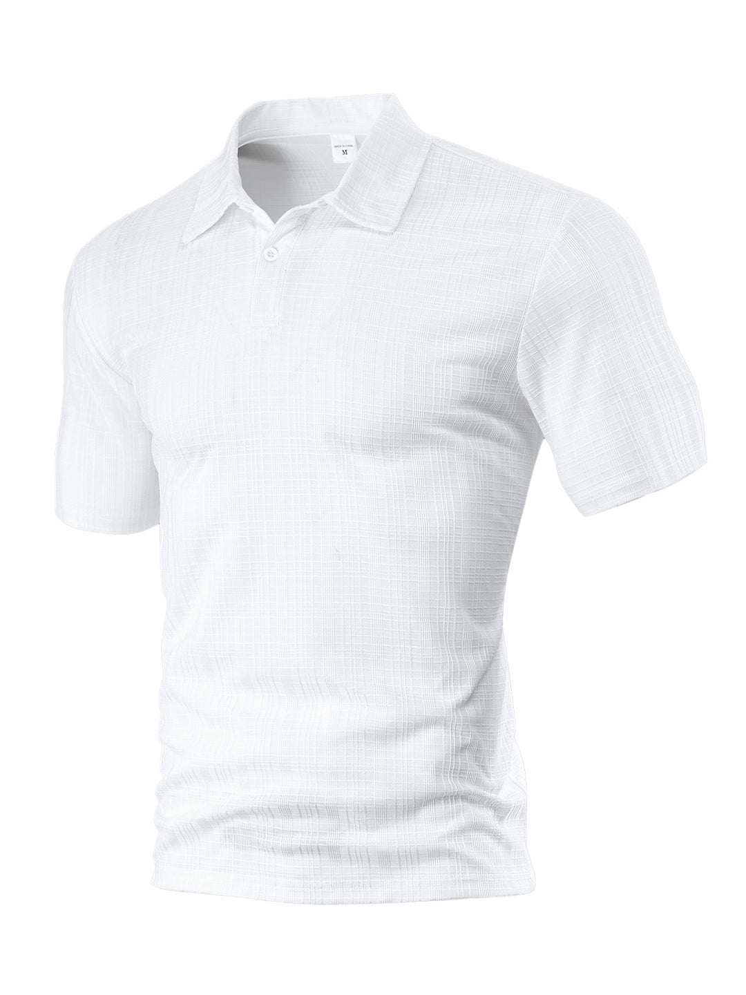 Herren nan leichtes Struktur-Kurzarm-Polo mit Hemdkragen und Ein-Knopfleiste Drune