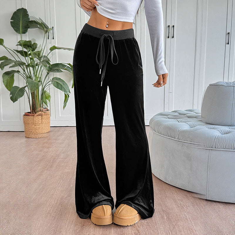 Damen bequem geschnittene Lounge-Hose aus weichem Samt Drune