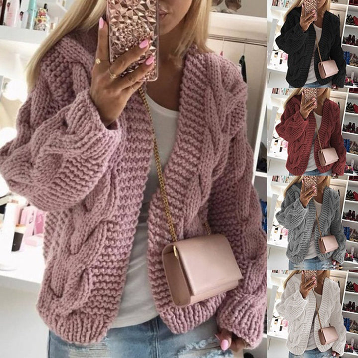 Damen Strickjacke mit grobem Zopfstrickmuster und weitem Schnitt Drune