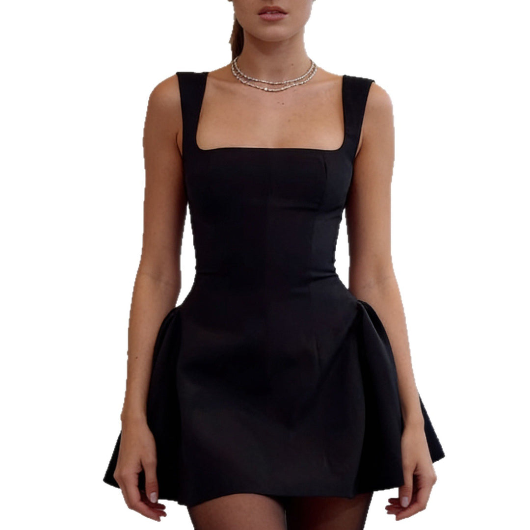 Damen Verspielt geschnittenes Mini-Kleid mit quadratischem Ausschnitt und schwingendem Rock Drune