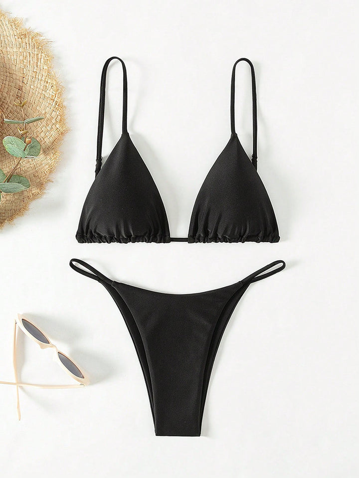 Damen trendiger Bikini mit Triangle-Oberteil und minimalistischem Unterteil Drune