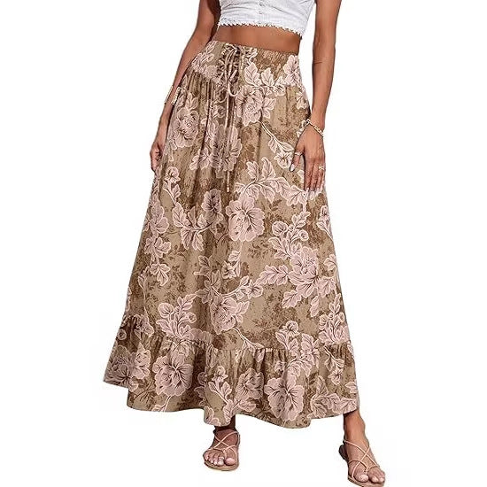 Damen Jumpsuit mit floralem Druck und elastischer Taillierung Drune