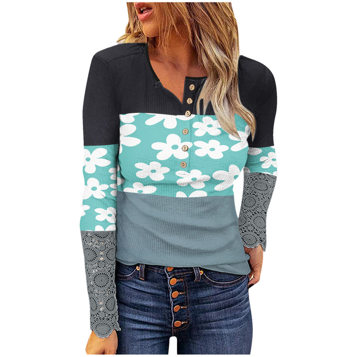 Damen Modisches Langarmshirt mit Spitzenärmeln Drune