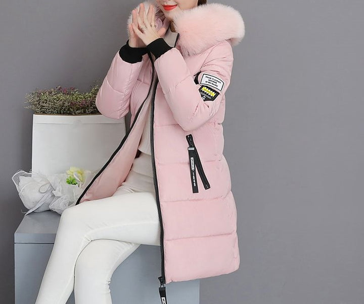 Damen Langärmeliges Steppjacke mit abnehmbarem Kunstfellkragen Drune