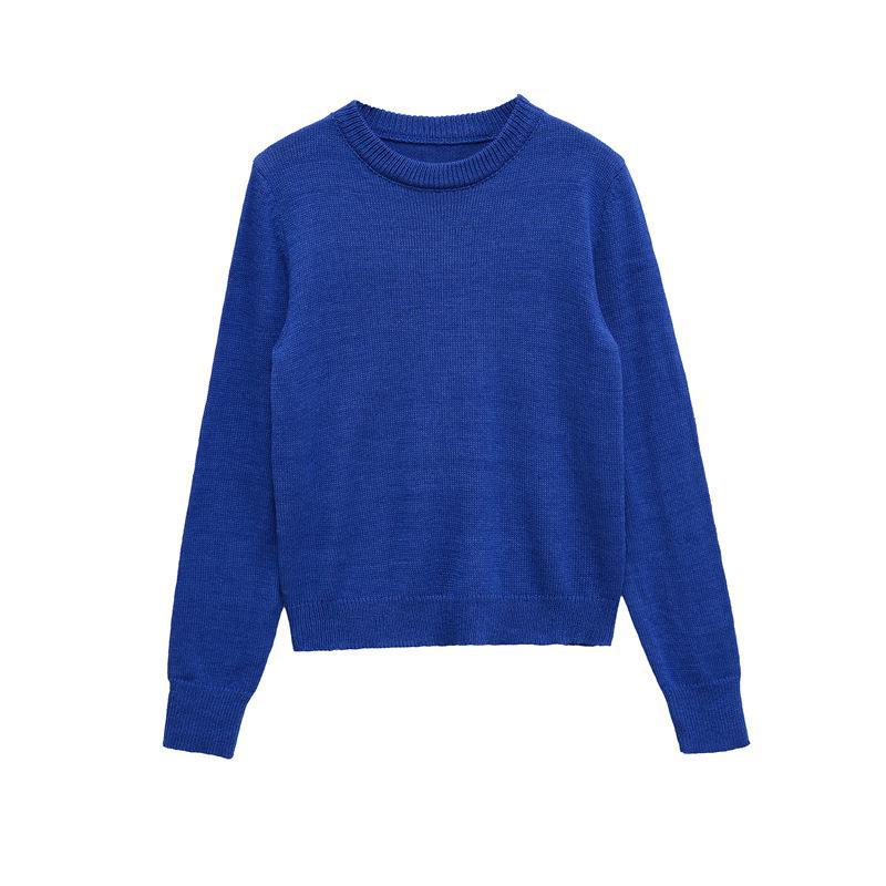 Damen gemütlicher Rundhals-Pullover aus hochwertiger Baumwolle Drune