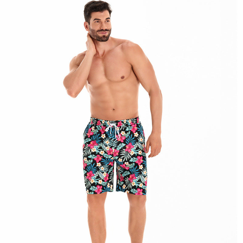 Herren Badeshorts mit floralem Muster und elastischem Bund Drune