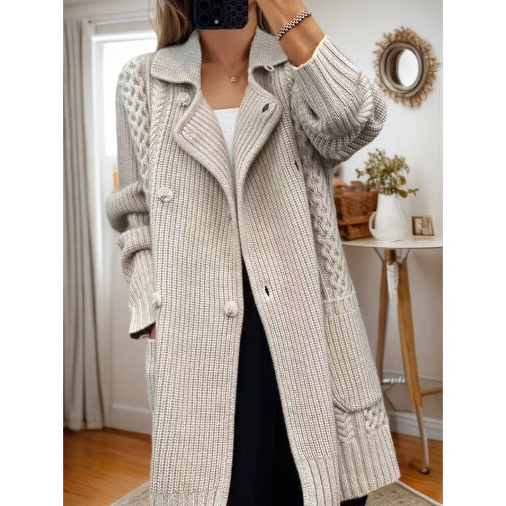 Damen Strickjacke mit taillierbarem Gürtel und strukturiertem Zopfmuster Drune