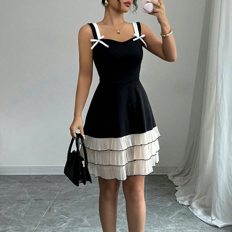 Damen Sommerkleid mit Rüschen und dekorativen Trägern Drune