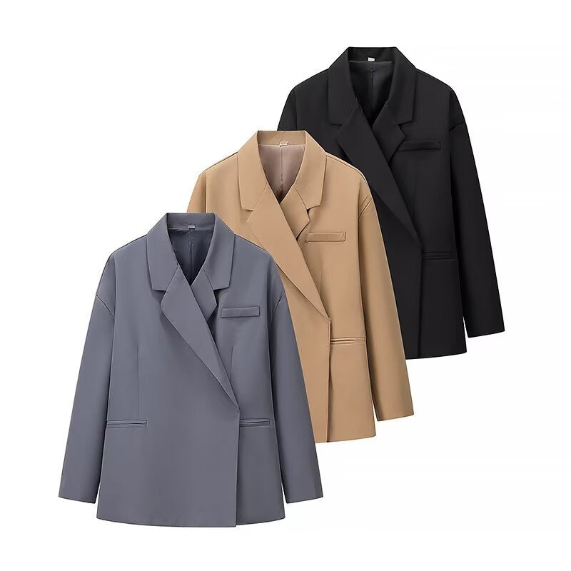 Damen elegante Oversize-Jacke mit schickem Revers Drune