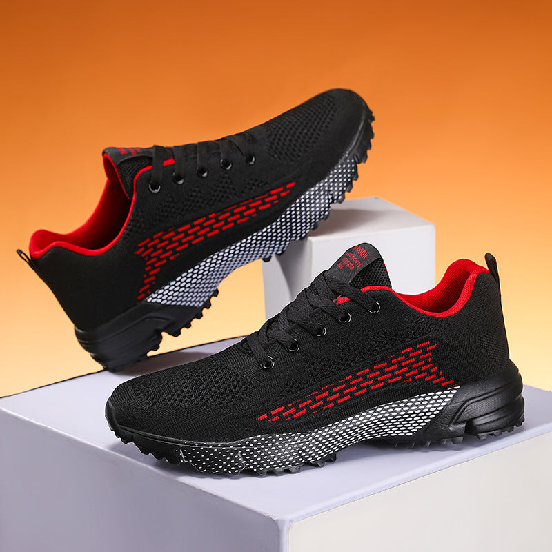 Herren nan leichter Strick-Trainingssneaker mit griffiger Offroad-Profilsohle gepolsterter Ferse und stoßdämpfender Leichtzwischensohle Drune