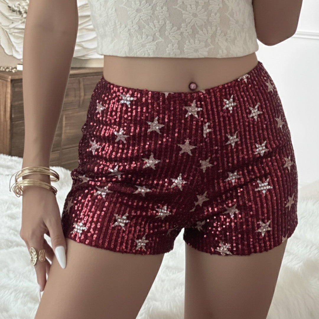 Damen Minirock mit funkelnden Pailletten und verspieltem Punktedesign Drune