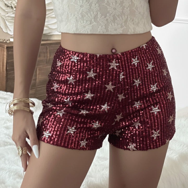 Damen Minirock mit glitzerndem Polka-Dot-Muster und elastischem Bund Drune