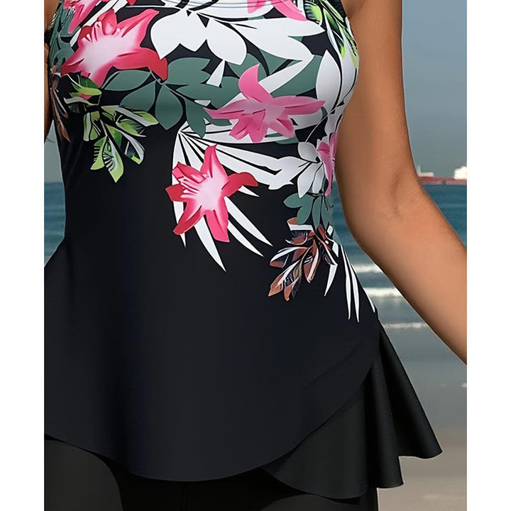 Damen Tankini-Set mit ausgestellt Oberteil und komfortablen Shorts Drune