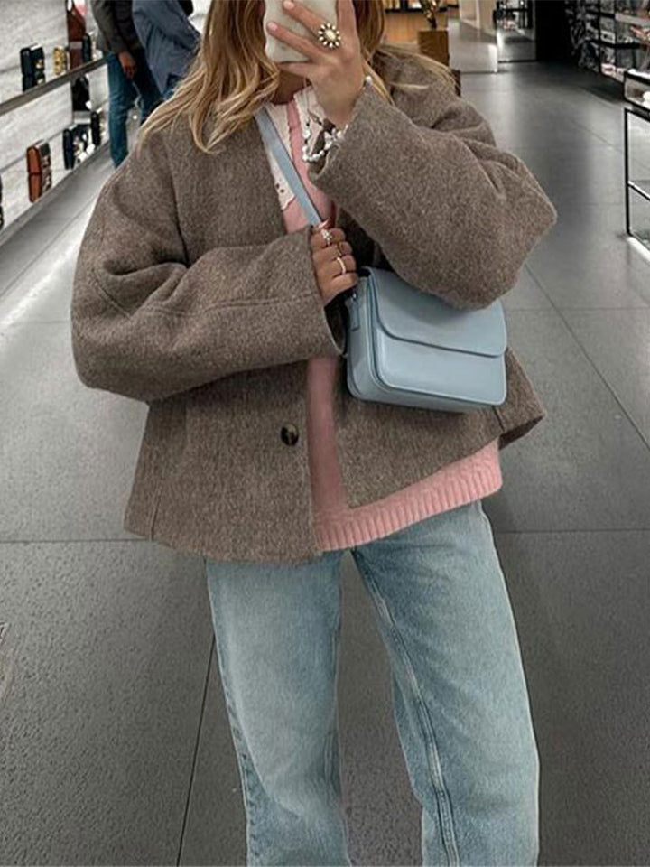Damen lässige Wildlederjacke mit oversized Schnitt Drune