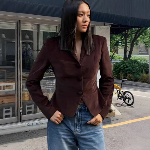 Damen elegante Blazerjacke mit tailliertem Schnitt Drune