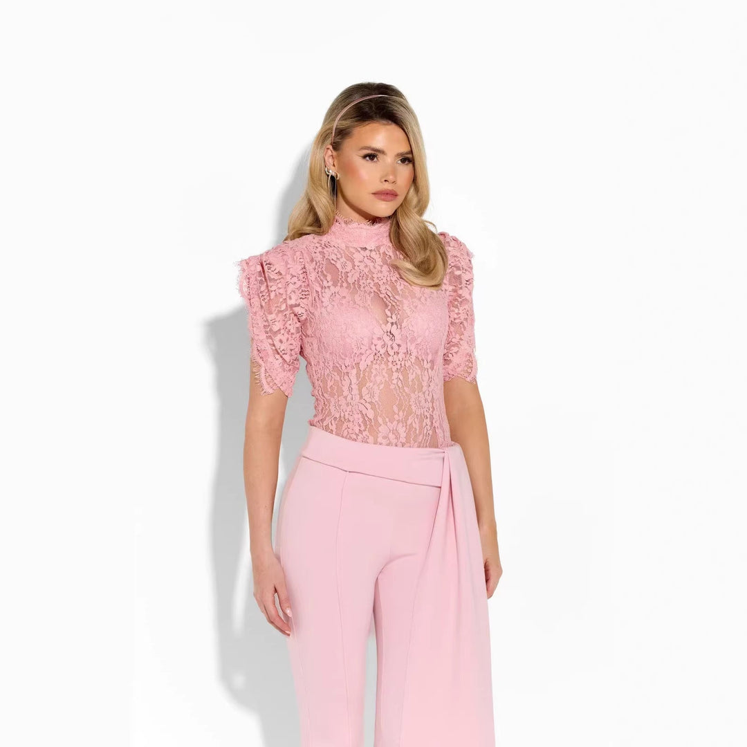 Damen Elegante Flared-Hose mit seitlichem Drapierungseffekt Drune