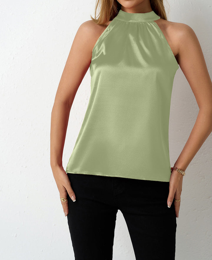 Damen Elegante halterlose Bluse mit Satin-Finish Drune