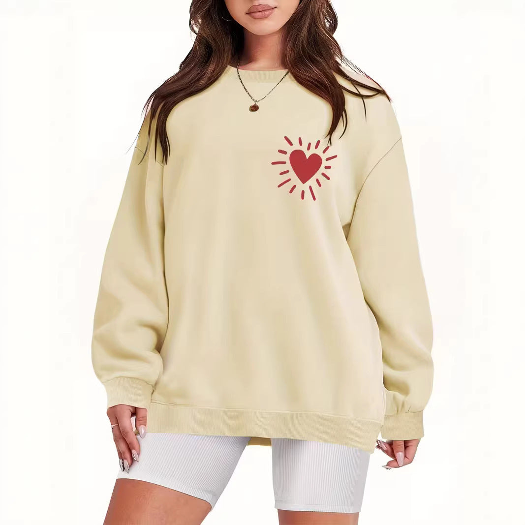 Damen Sweatshirt mit lässigem Herzmotiv und übergroßem Schnitt Drune