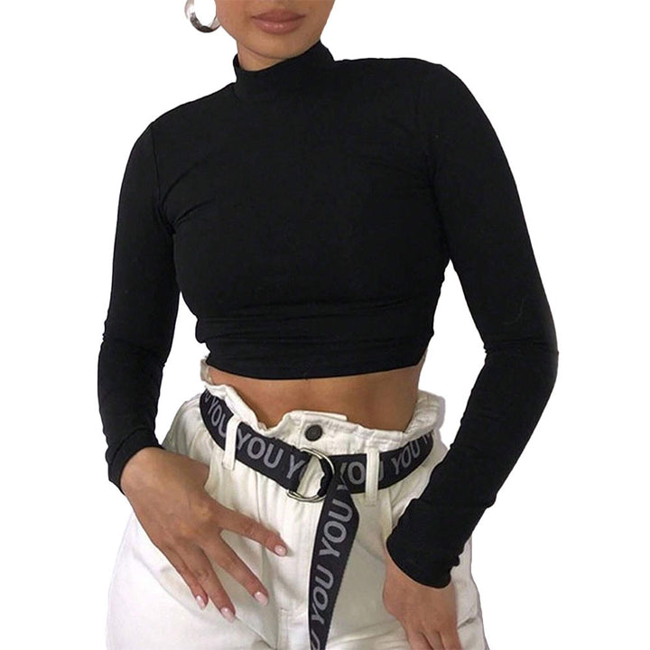 Damen figurbetontes Langarmcropped Shirt Drune