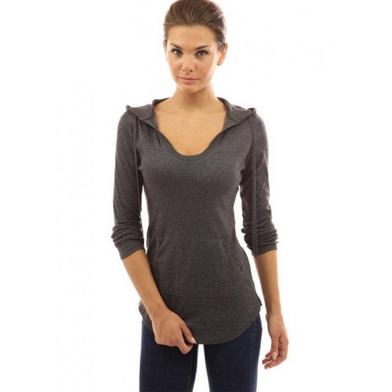 Damen Freizeitpullover mit tiefem V-Ausschnitt und hüftlangem Schnitt Drune