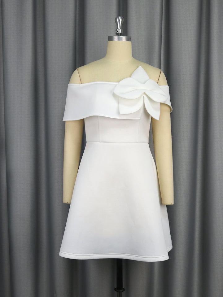 Damen Off-Shoulder Kleid mit großem Schleifenakzent Drune