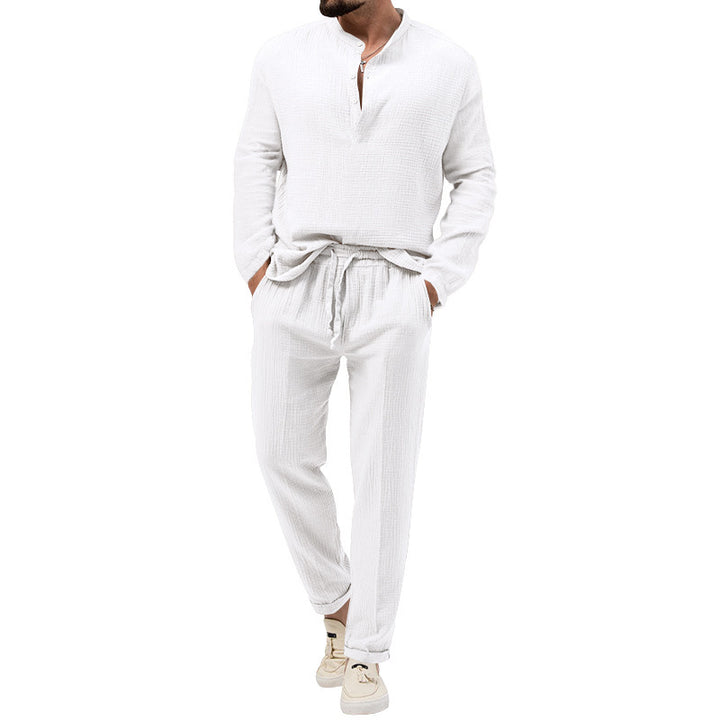 Herren Freizeit-Set aus atmungsaktivem Material mit Knopfleiste und elastischem Bund Drune