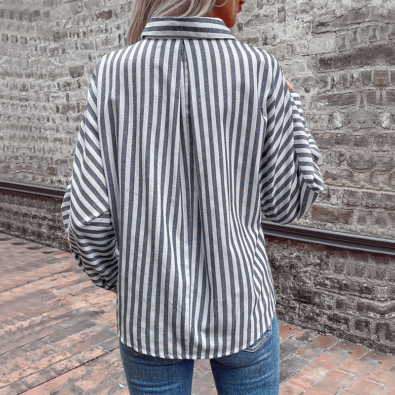 Damen Krawattenhemd mit gestreiftem Design Drune