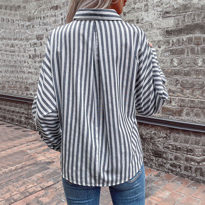 Damen Krawattenhemd mit gestreiftem Design Drune
