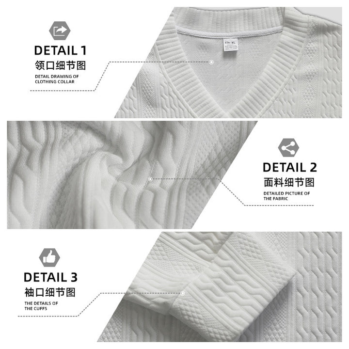 Herren nan Oversize Zopfmuster-Longpullover mit tiefem V-Ausschnitt und passender Strickhose Drune