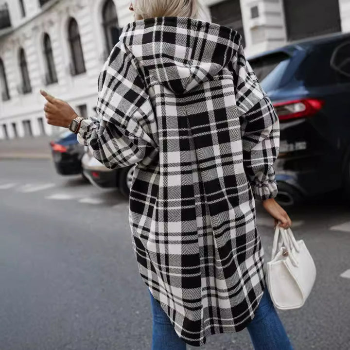 Damen Oversized Hemdkleid im modernen Karomuster Drune