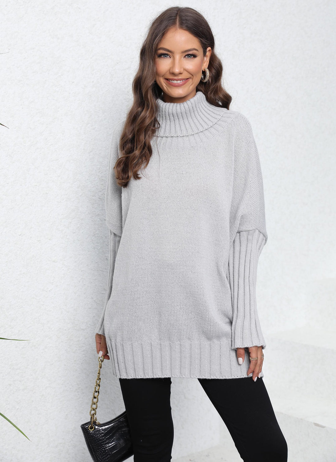 Damen Oversize Rollkragenpullover mit strukturiertem Strick Drune