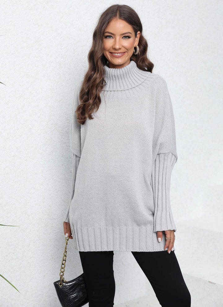Damen Oversize Rollkragenpullover mit strukturiertem Strick Drune