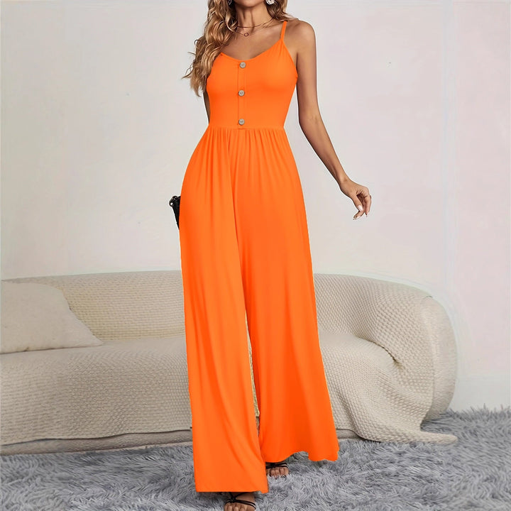 Damen Jumpsuit mit knöpfbarem Oberteil und weitem Bein Drune