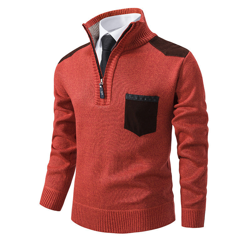 Herren eleganter Pullover mit halbhohem Kragen und feinen Kontrastdetails Drune