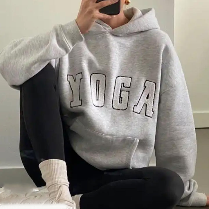 Damen Sportlicher Hoodie mit kreativem YOGA-Print Drune