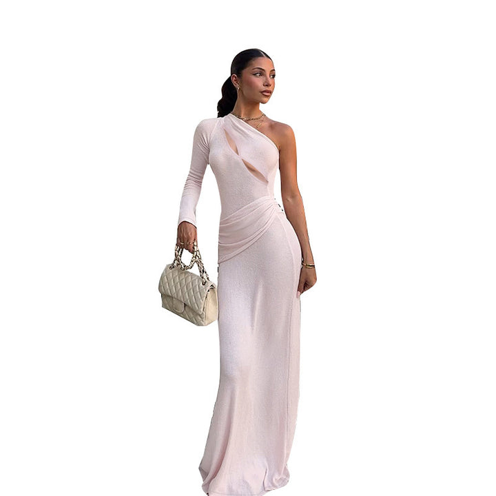 Damen elegantes und figurbetontes Abendkleid mit asymmetrischem Schnitt Drune