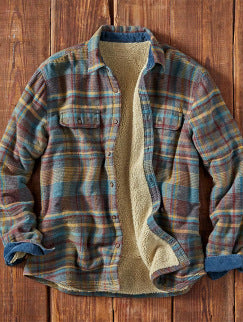 Herren Fleecegefütterte Flanelljacke mit Karomuster Drune